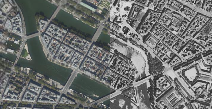 Photos historiques aériennes d'une parcelle cadastrale — clichés IGN d'archive